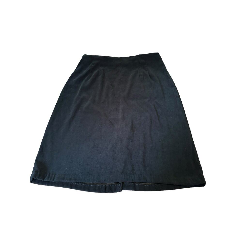 Briggs Petite Black Straight Skirt with Slit 16 P Modest Polyester Spandex